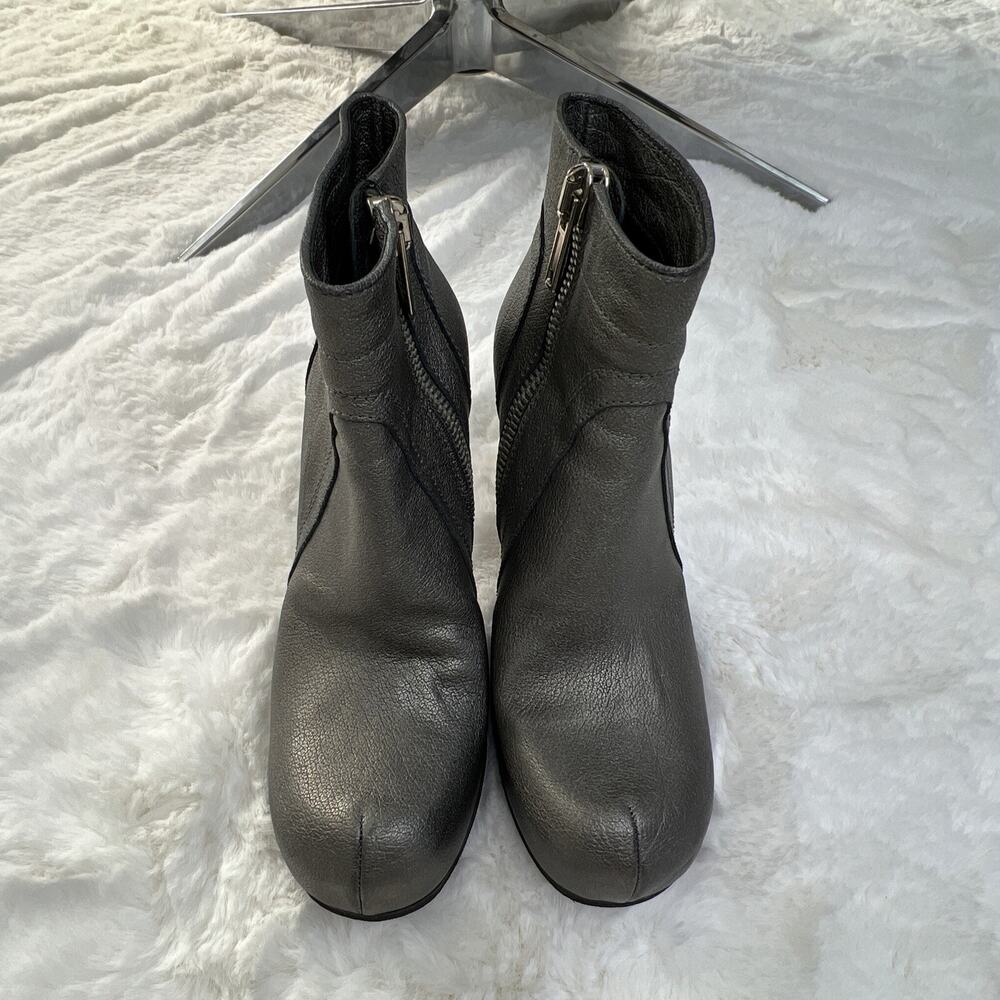 RICK OWENS-Leather Metallic Bootie/Heel’s-Size 37-Made In Italy - Picture 4 of 12